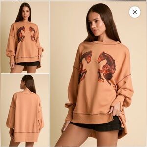 SOLD OUT SOLD OUT Boutique french terry mirrored horses sweatshirt S